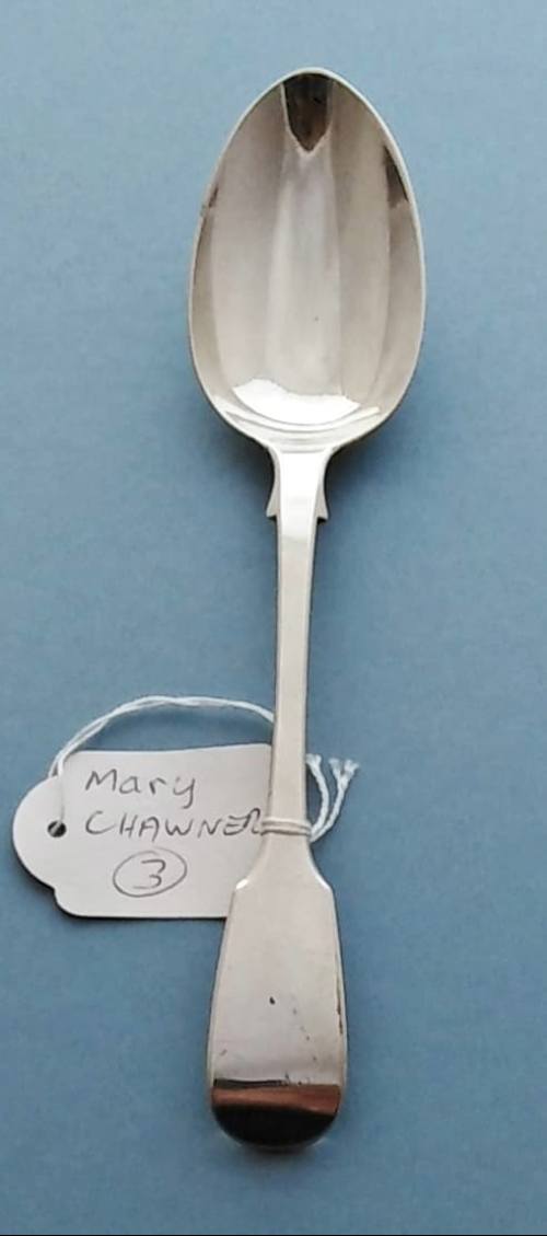 3. 1840 Mary Chawner Sterling Silver Fiddle Back Spoon